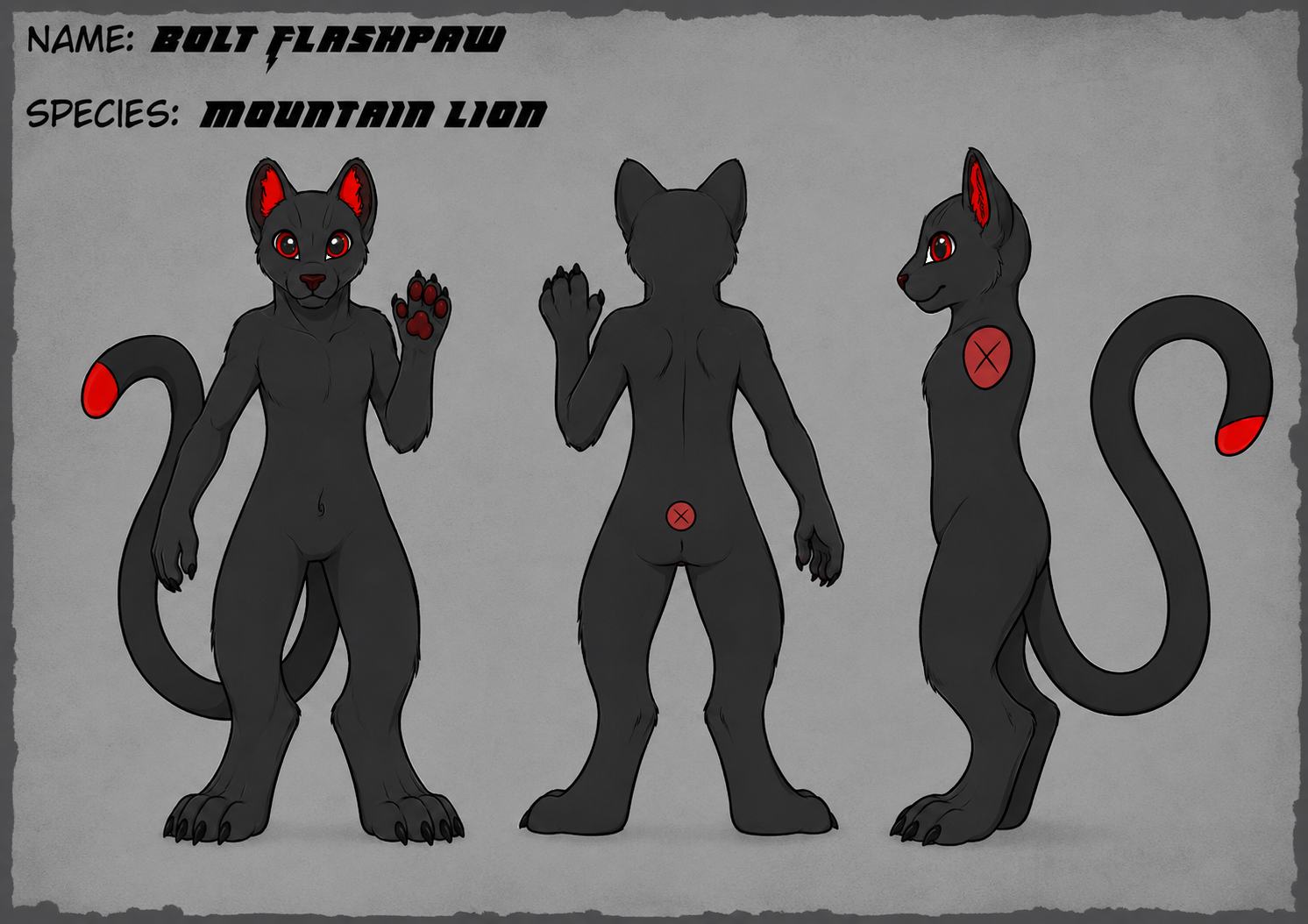 Bolt Flashpaw first character reference sheet