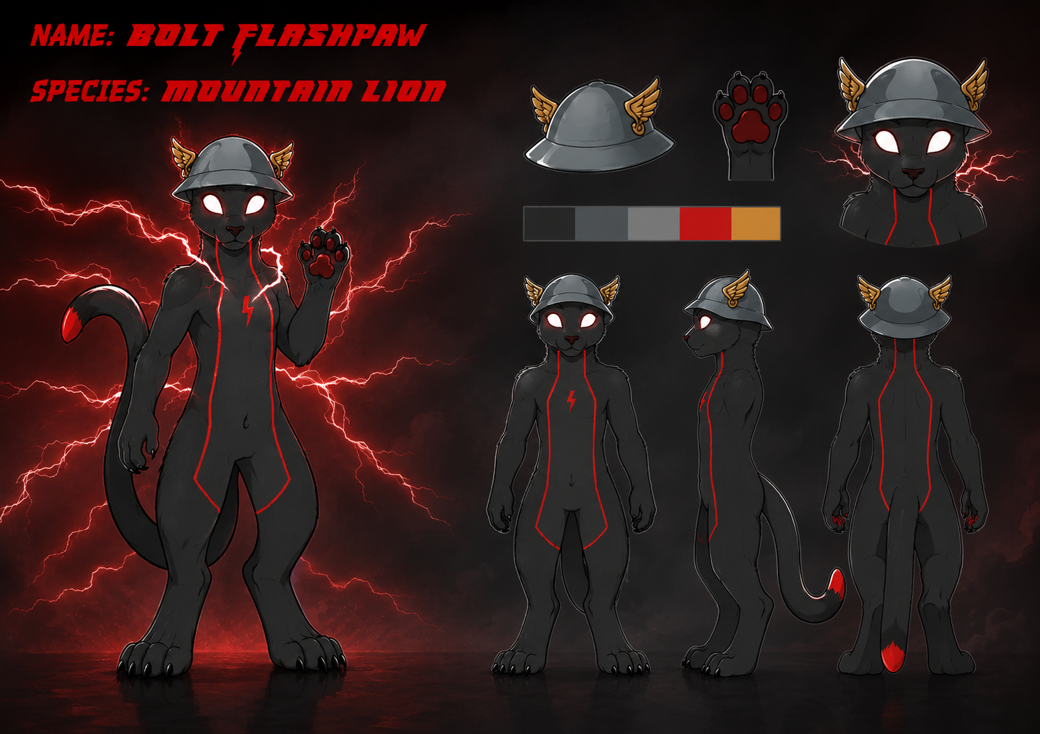 Bolt Flashpaw second character reference sheet