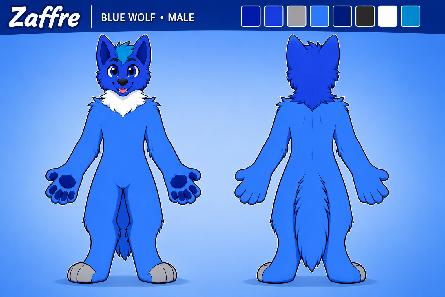 Zaffre The Wolf character reference sheet